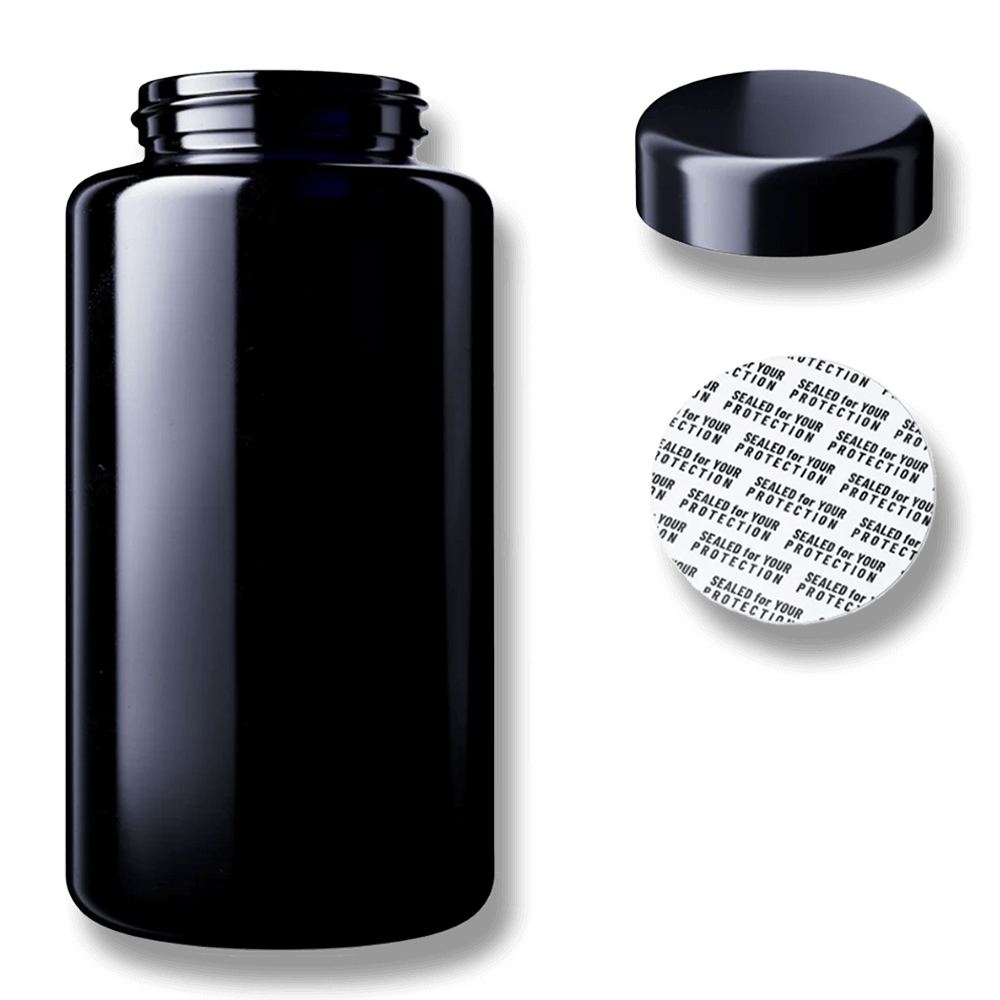 Weithalsdose aus Violett Glas (200 ml, 300 ml, 500 ml) "Carina" inkl. Deckel und Siegel