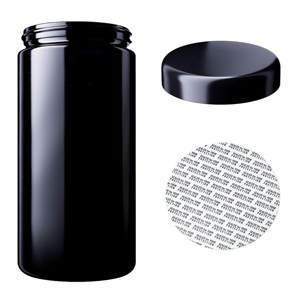 Weithalsdose aus Violett Glas (50 bis 1000 ml) "Saturn" inkl. Deckel und Siegel